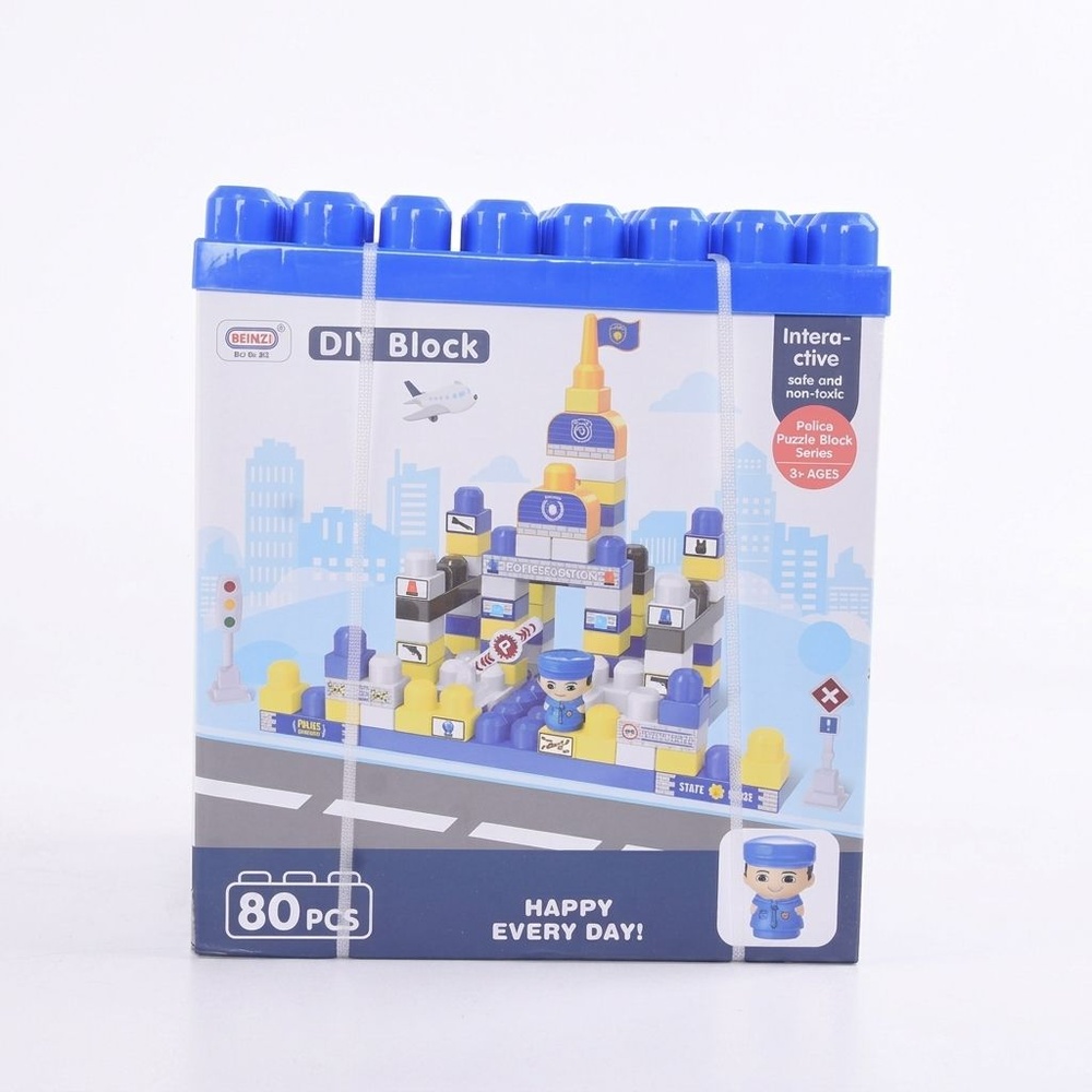 TOYS ชุดตัวต่อตำรวจ 80ชิ้น #6680-2 สีน้ำเงิน (25x18.5x28ซม.)