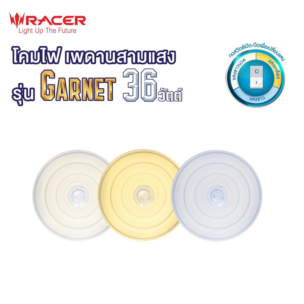 RACER โคมไฟเพดาน แอลอีดี สามแสง 36 วัตต์ รุ่น การ์เนต 01