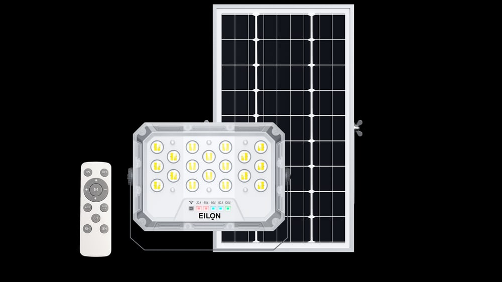 EILON โคมฟลัดไลท์โซล่าเซลส์ MOON KNIGHT รุ่นTP-S-FL-50DL +รีโมท Monocrystalline silicon 50W แสงเดย์ไลท์