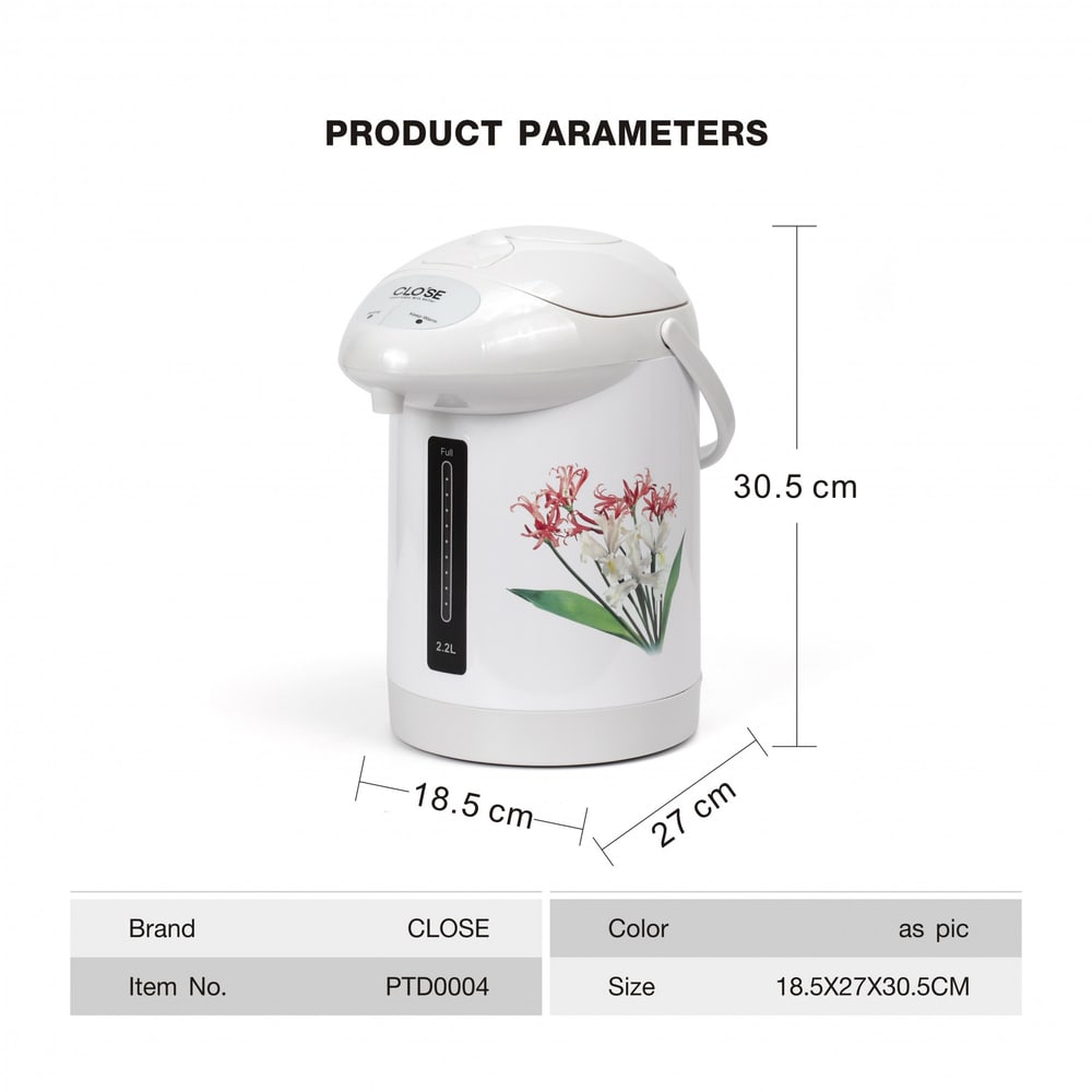 CLOSE กระติกน้ำร้อน ความจุ 2.2 ลิตร รุ่น PTD0004 สีขาว