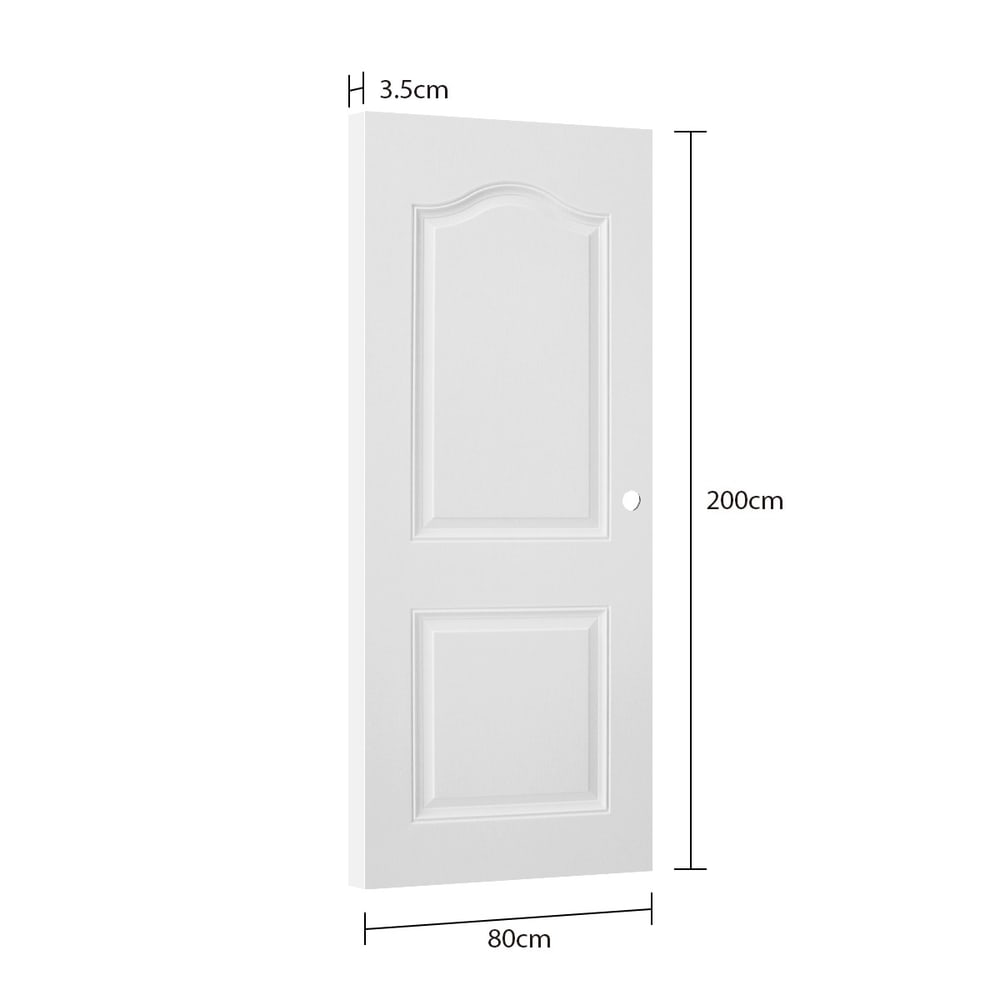 WELLINGTAN ประตูภายนอก UPVC บานทึบ2ฟักโค้ง รุ่น UPVC-UE002 ขนาด 80x200 ซม. สีไวท์โอ๊ค (เจาะลูกบิด)