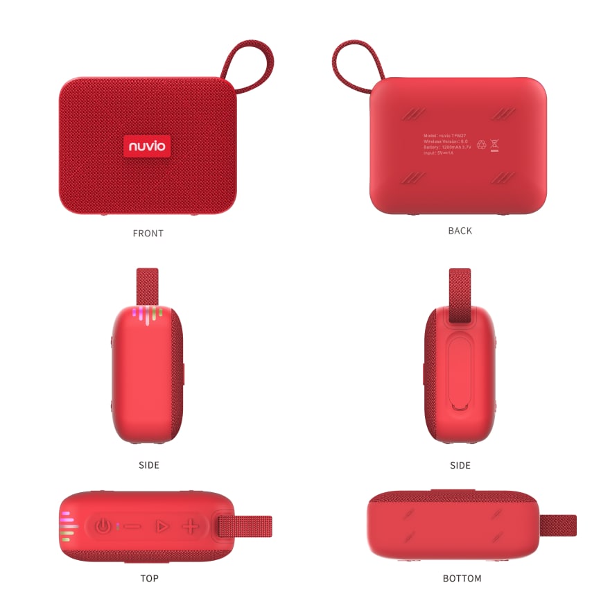 NUVIO ลำโพงบลูทูธพกพา รุ่น TF-M27 สีแดง