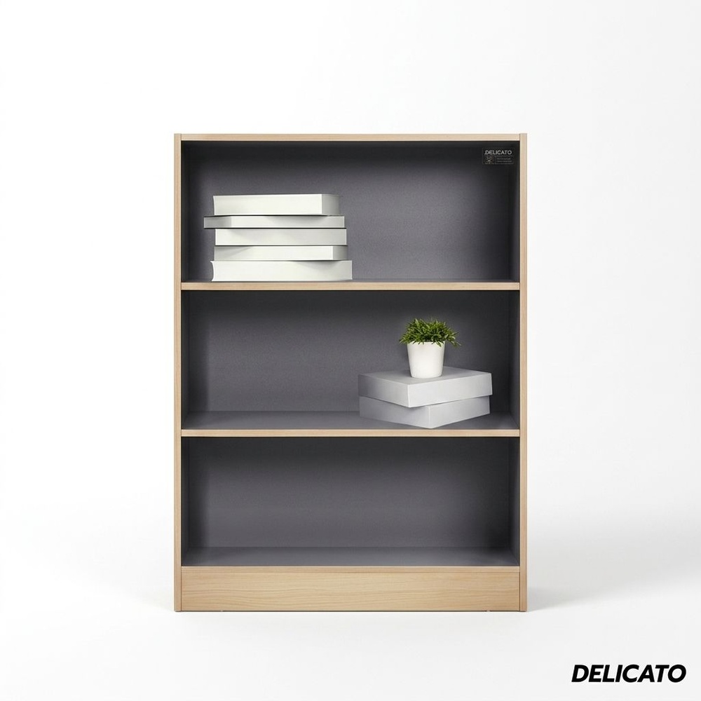 DELICATO ชั้นอเนกประสงค์ 3 ช่ั้อง ขนาด 80x29x106 ซม. สีบีช/เทา
