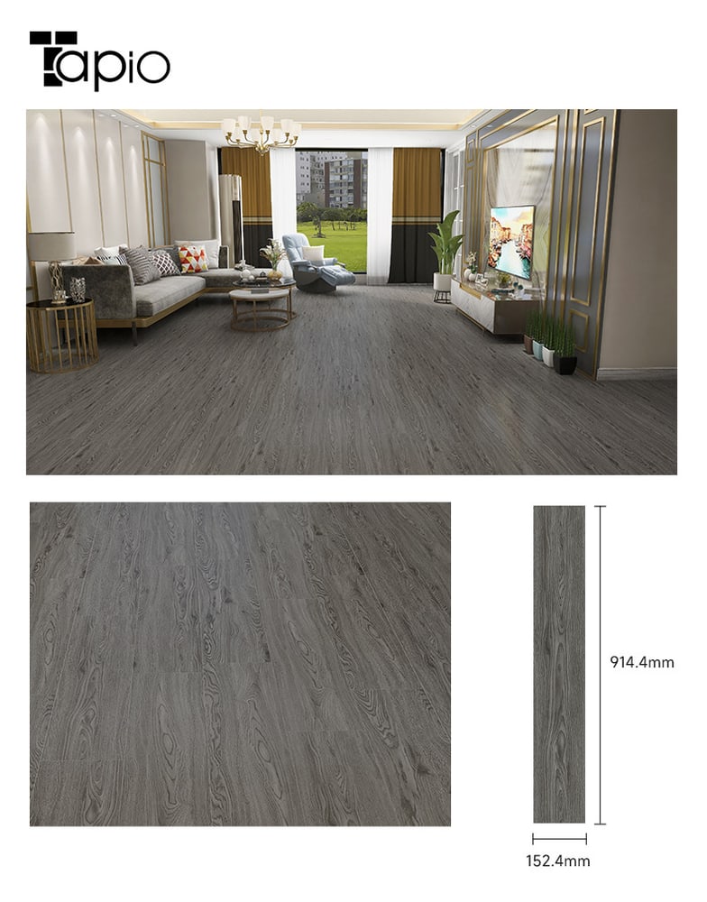 Tapio กระเบื้องยาง Dryback 152.4x914.4x2มม. รุ่นEKC009 Light Grey สีเทาอ่อน (16แผ่น/2.23ตร.ม.) A.
