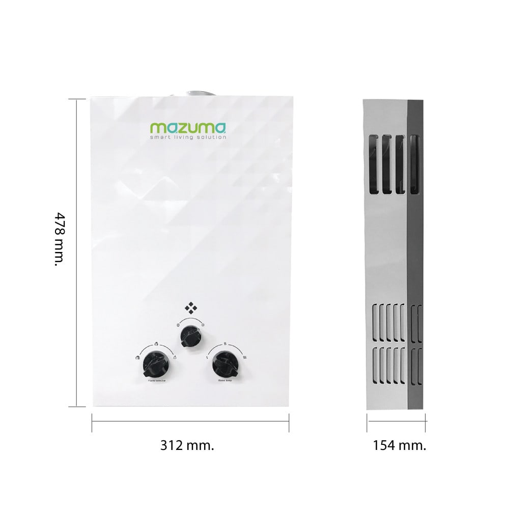 MAZUMA เครื่องทำน้ำร้อนด้วยแก๊ส LPG-10-5C สีขาว