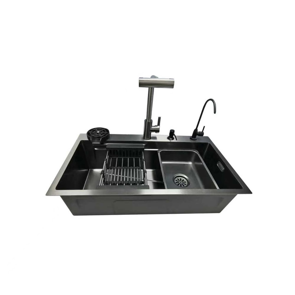 KOCH KITCHEN อ่างล้างจานฝังบน 1 หลุมไม่มีที่พัก 304SS 80X45X22 ซม. GENTLE สีดำ