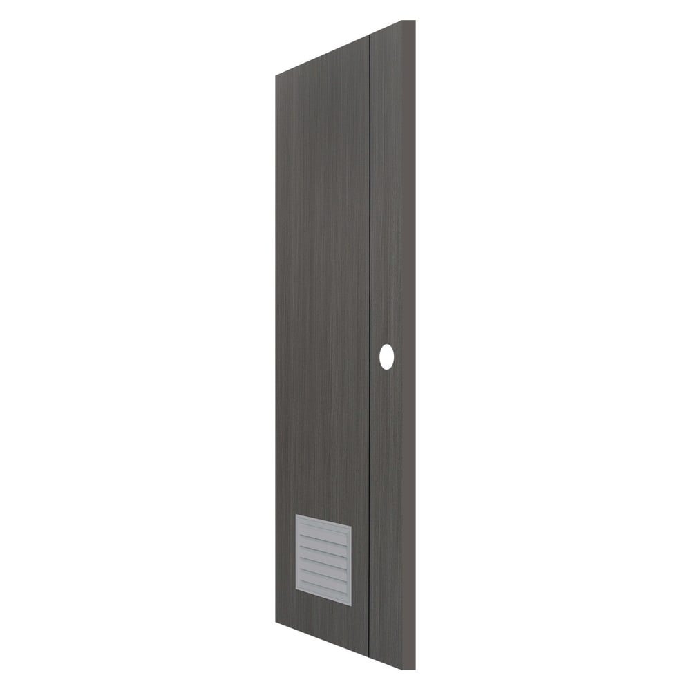 WELLINGTAN ประตู UPVC Profile รุ่น WT2-GL (สำหรับใช้ห้องน้ำภายใน) เซาะร่องเส้นดำ เกล็ดล่าง ขนาด 70x200 ซม. สีเกรย์(เจาะลูกบิด)