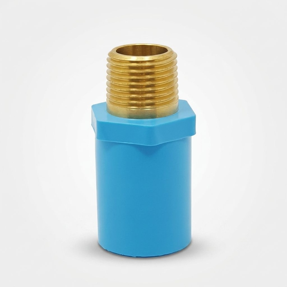 SCG ข้อต่อตรงเกลียวนอกทองเหลือง หนา 1/2"(18) ชั้น 13.5 สีฟ้า