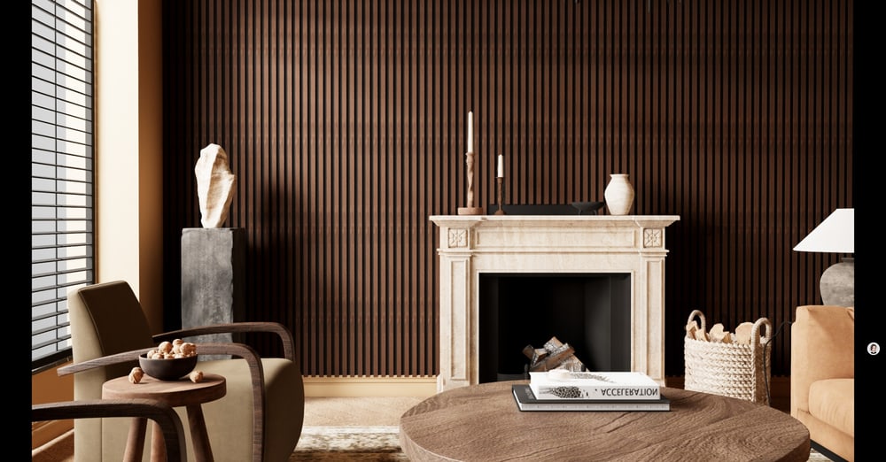 GREAT WOOD แผ่นระแนงอะคูสติก PVC รุ่นJF401-XG-2 ขนาด 300x18x2400mm.สีWalnut Brown
