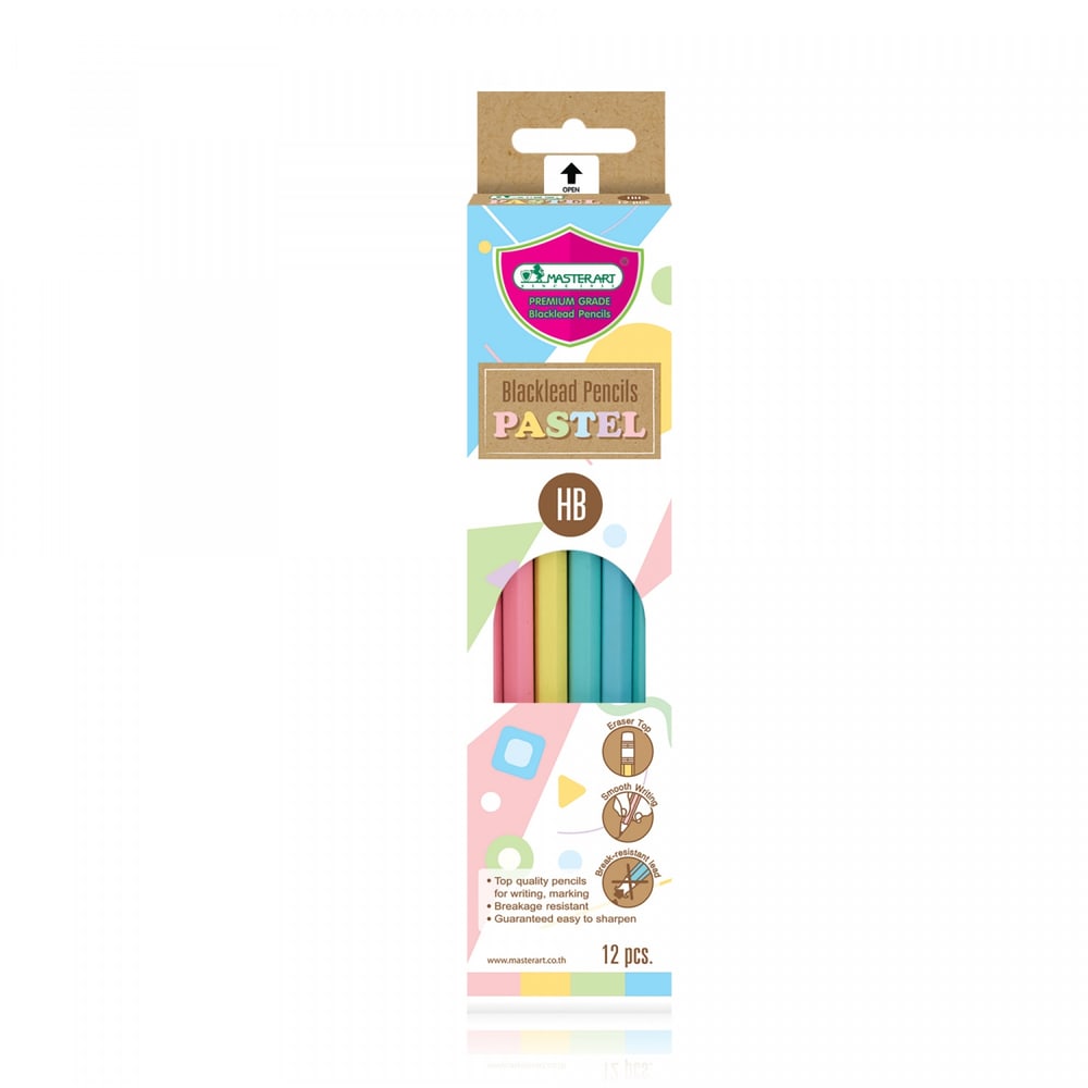 Masterart ดินสอไม้ HB ลายพาสเทล (12แท่ง/กล่อง)