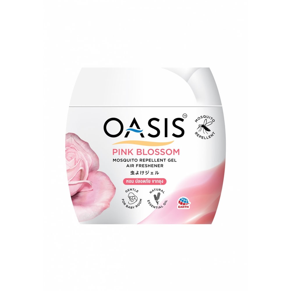 OASIS โอเอซิส เจลไล่ยุง กลิ่นพิ้งค์บลอสซั่ม ขนาด 180 กรัม สีชมพู