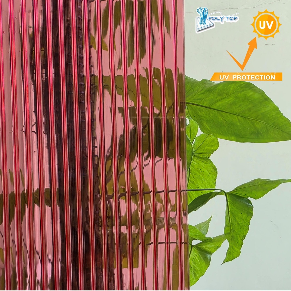 POLYTOP แผ่นโพลีคาร์บอเนต หนา 6มม. ขนาด 1.22 x 2.44 เมตร สีชมพู