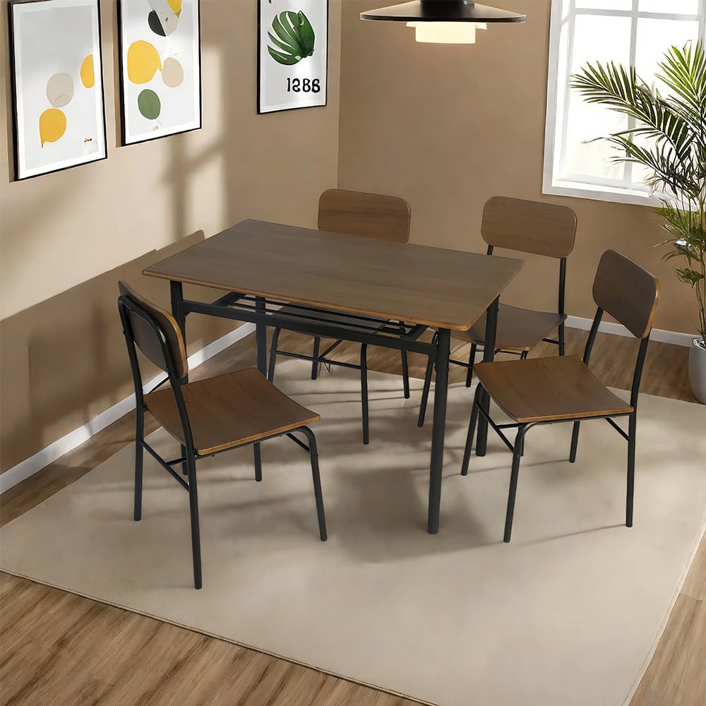 Delicato ชุดโต๊ะอาหาร 4 ที่นั่ง รุ่น Kaito โต๊ะ:110X70X76ซม. เก้าอี้:45x48.5x84.5ซม. สีน้ำตาลเข้ม