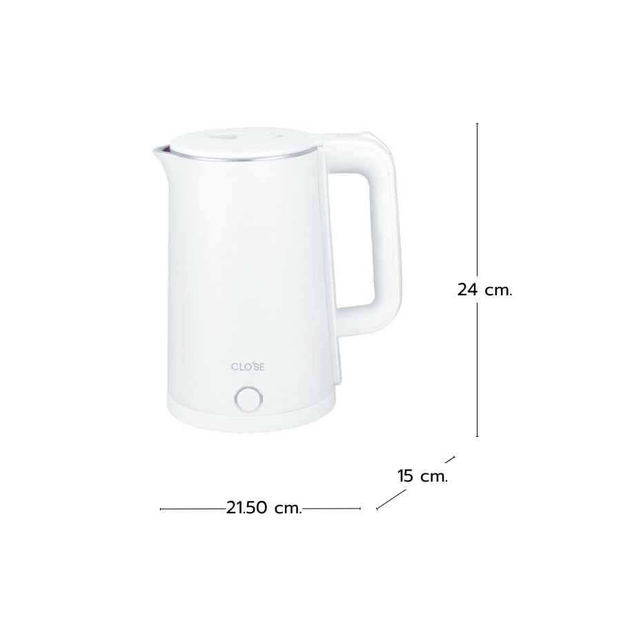 CLOSE กาต้มน้ำไฟฟ้า 2.3 ลิตร รุ่น JSH2501-W สีขาว