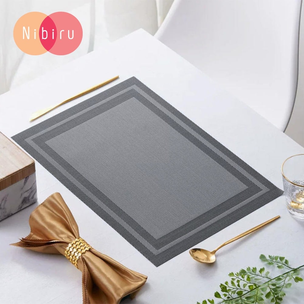 NIBIRU แผ่นรองจาน PVC 30x45ซม. SONOMI-04 สีเทา