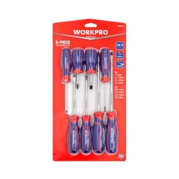 WORKPRO ชุดไขควงปลายแม่เหล็ก ด้ามสามสี CR-V (ชุด 8 ชิ้น) รุ่น WP200505
