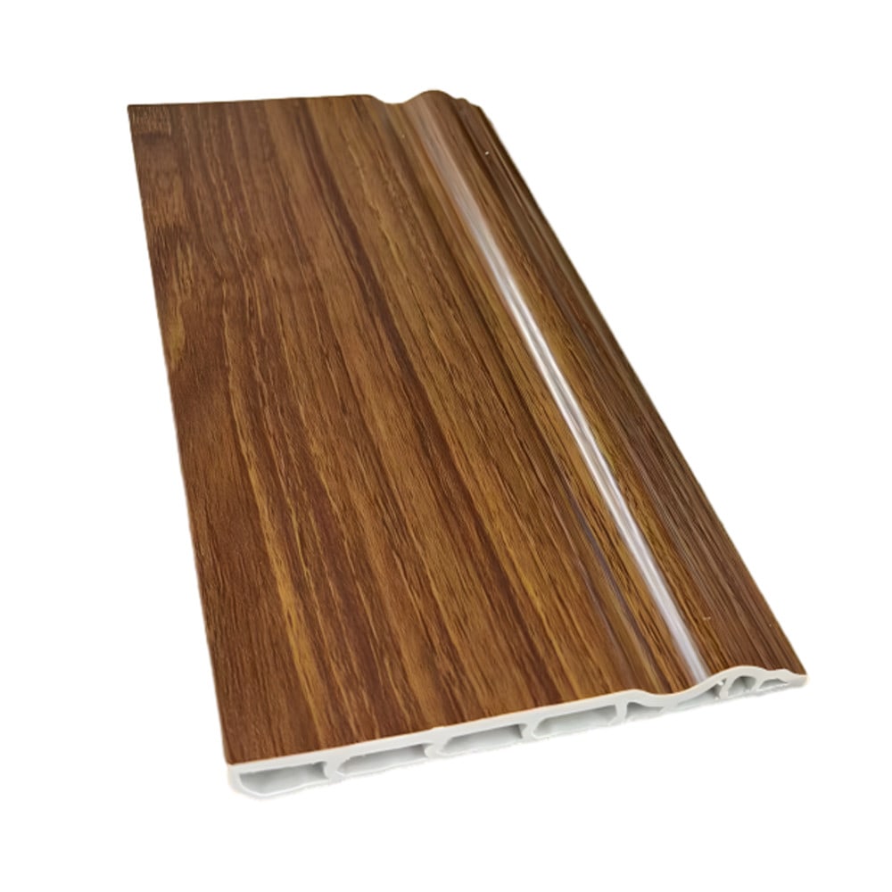 GREAT WOOD ไม้บัวล่าง PVC รุ่น SKG015 90×10×3000 มม. สีไม้สัก