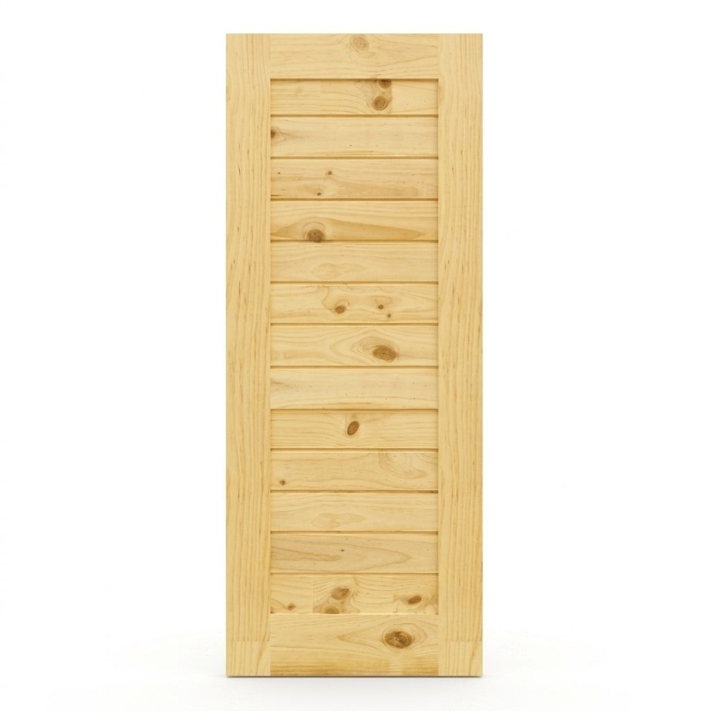D2D ประตูไม้สนNz บานทึบทำร่อง Eco Pine-001 80x215ซม.