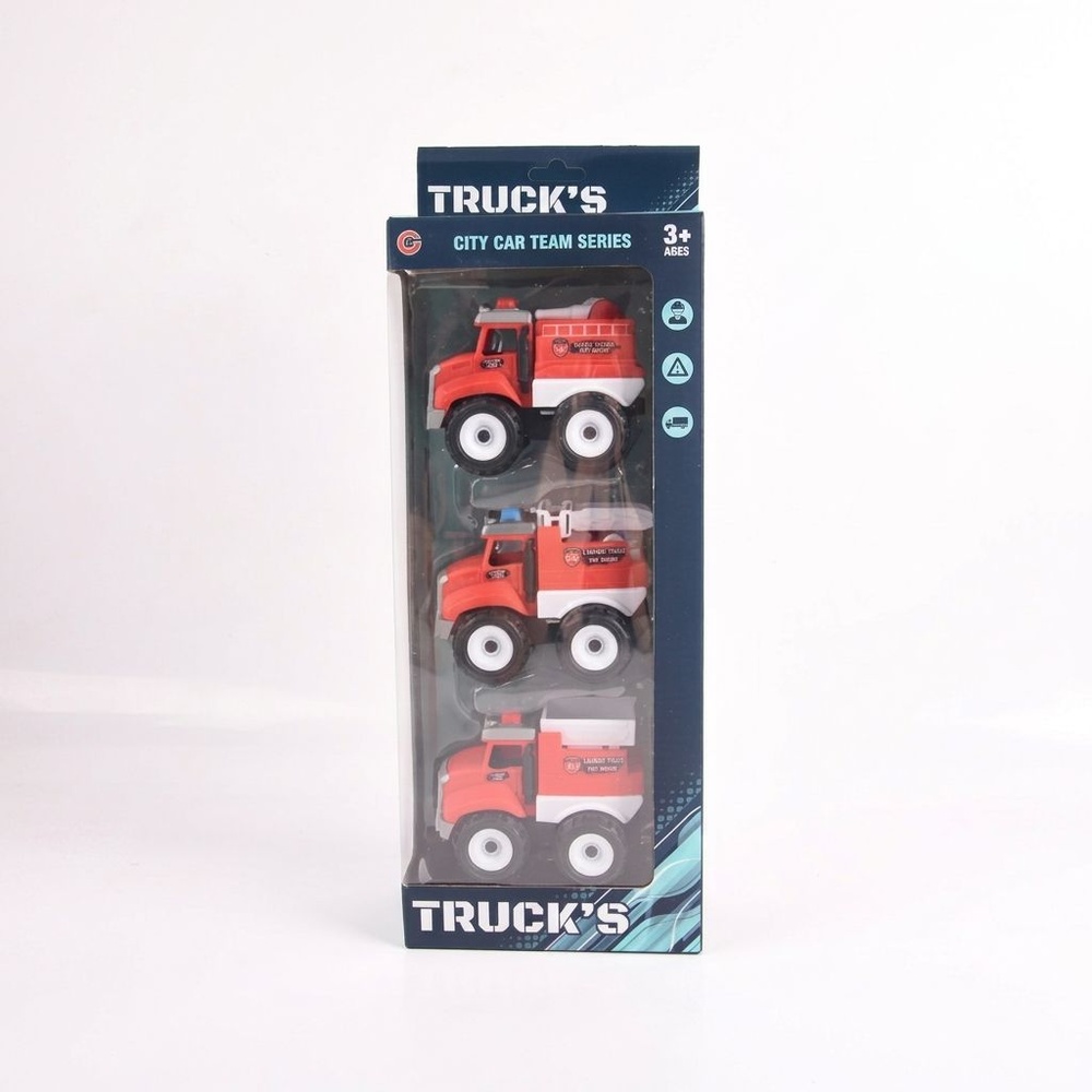 TOYS ของเล่นชุดรถดับเพลิง บรรจุ3คัน สีแดง#99833-10(15.5x9x37.5ซม.)