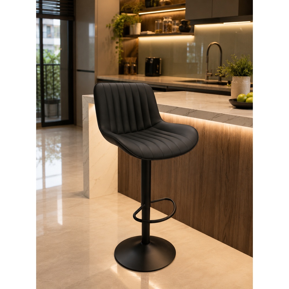 PULITO เก้าอี้บาร์ปรับระดับทรงสูง รุ่น ALVIN ขนาด 41x42x93-104 ซม. สีดำ