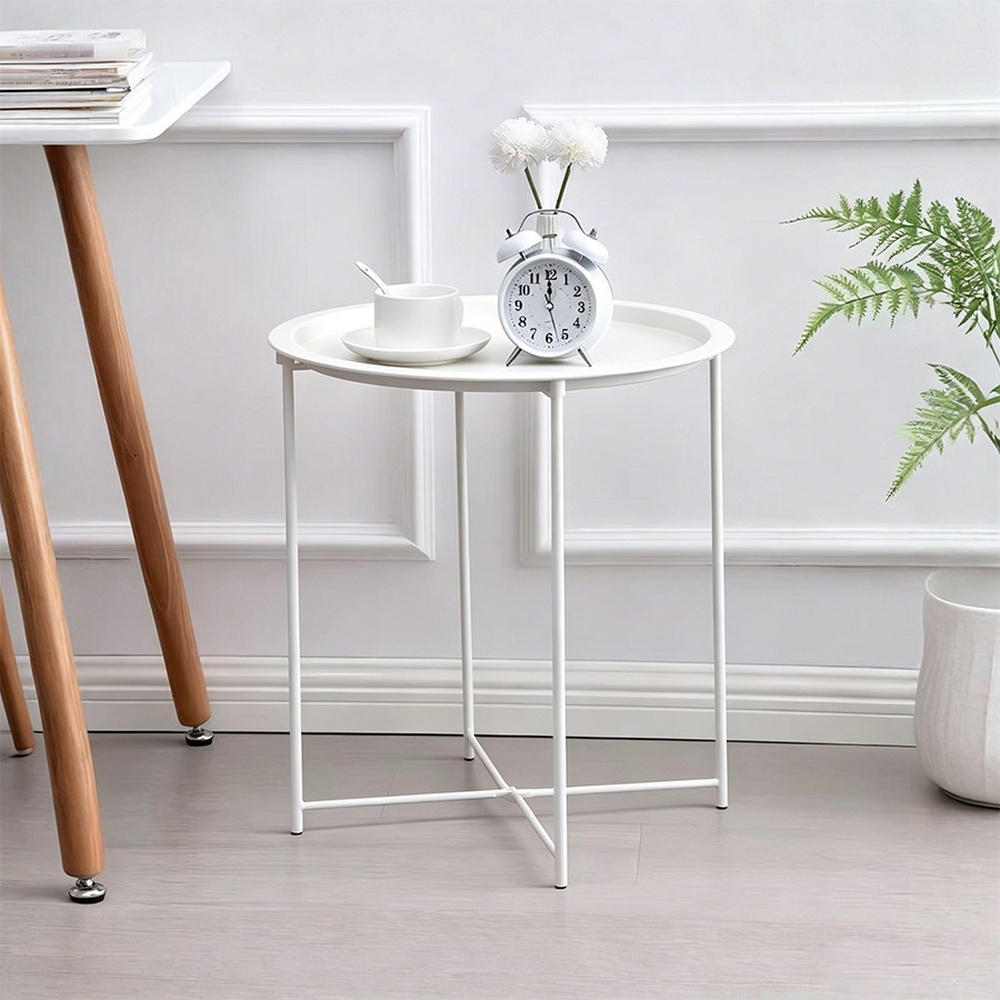 DELICATO โต๊ะวางถาด รุ่น LUNA-WHITE ขนาด 47x47x50 ซม. สีขาว