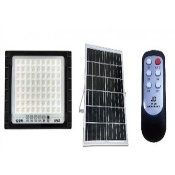 JD โคมไฟสปอร์ตไลท์โซลาร์เซลล์ 100W พร้อมรีโมท รุ่น JTGD-88100D +รีโมท IP65 แสงเดย์ไลท์