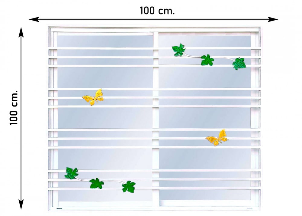 WELLINGTAN (LIKE) หน้าต่างอะลูมิเนียมพร้อมเหล็กดัด บานเลื่อน SS 100x100ซม. สีขาว พร้อมมุ้ง (ใบไม้ผีเสื้อ)