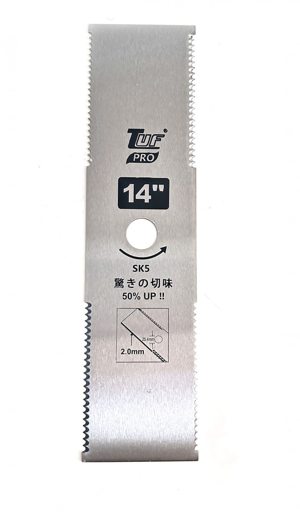 TUF PRO ใบมีดตัดหญ้าทรงสี่เหลี่ยมฟันเลื่อย รุ่น JS96022 ขนาด 355x2.0x90x25.4mm (14นิ้ว)สีขาว