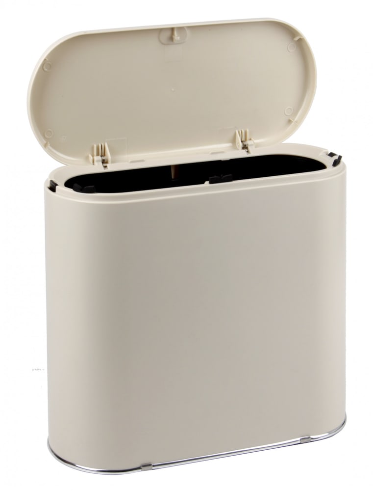 KLEANZY ถังขยะฝากดทรงรี 10 ลิตร ขนาด 34.2x16.1x31 ซม. รุ่น TG55376 สีเบจ