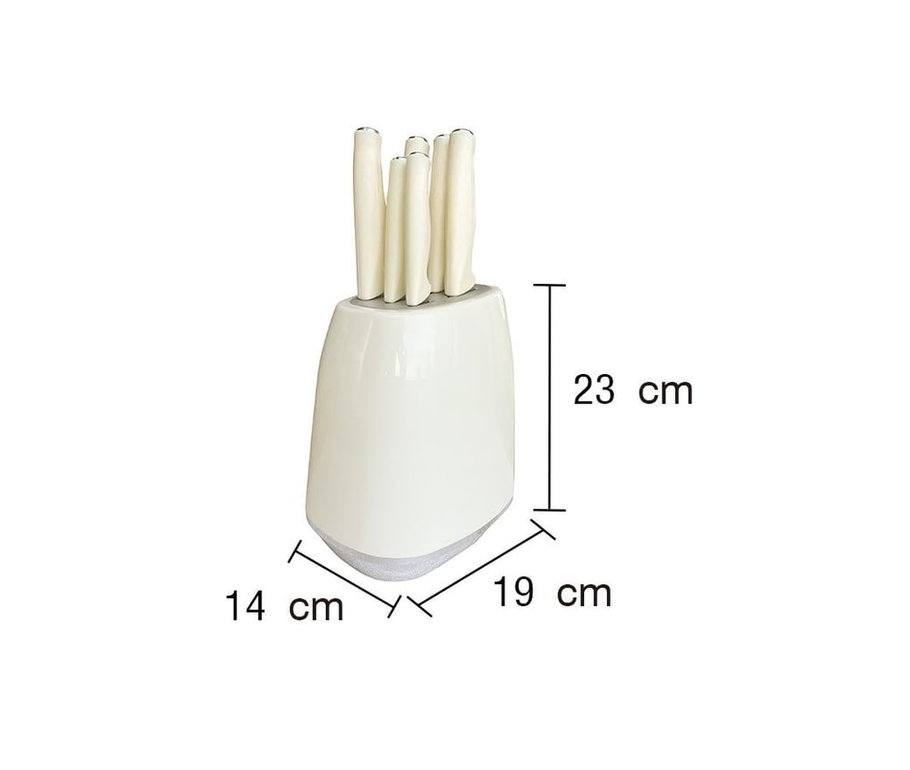 KOSCH ชุดมีดพร้อมที่เสียบ (7 ชิ้น/ชุด) LUMA สีครีม