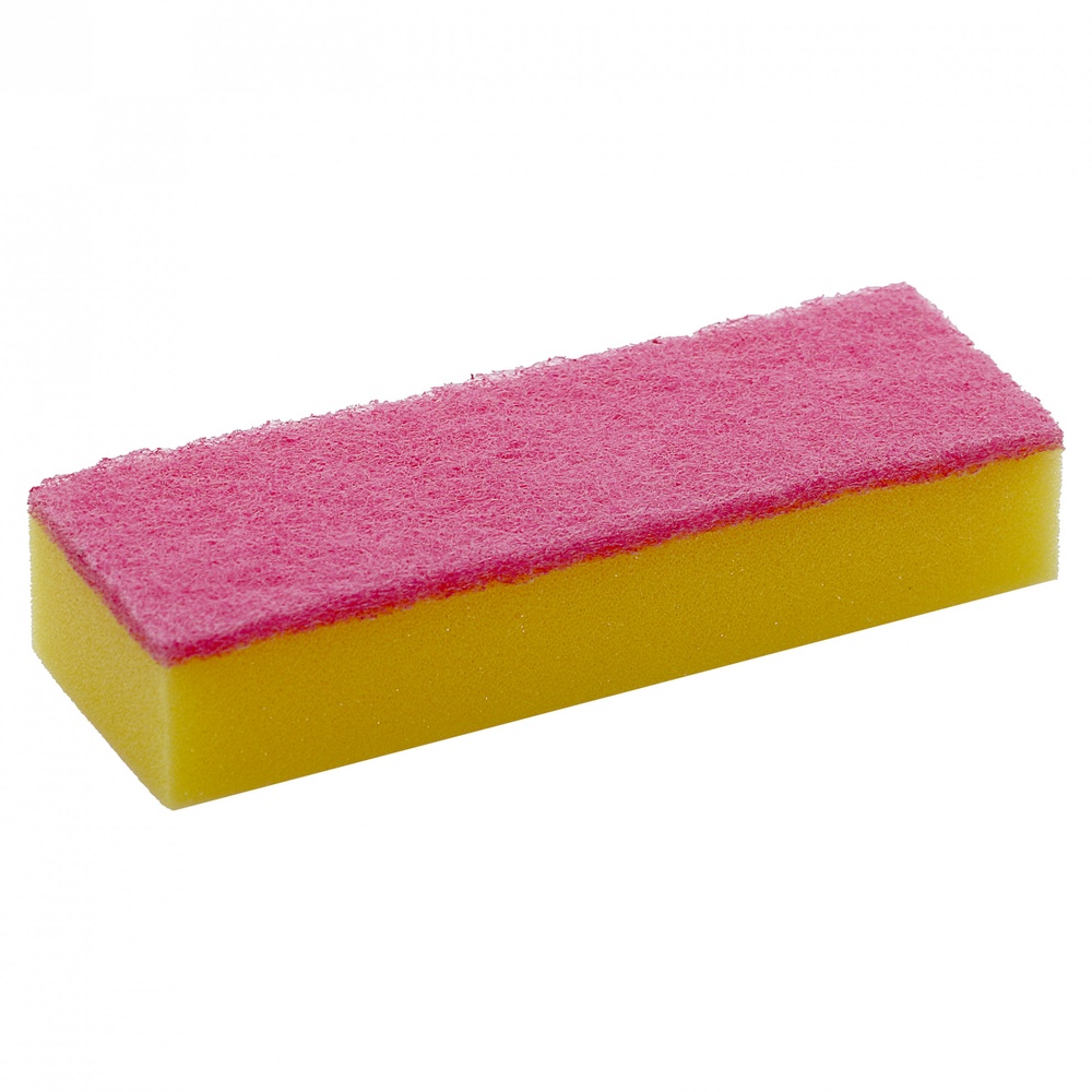 Wink Plus ฟองน้ำล้างจานเนื้อละเอียดพร้อมใยขัด ทรงสูง ขนาด 15x5 ซม. สีชมพู