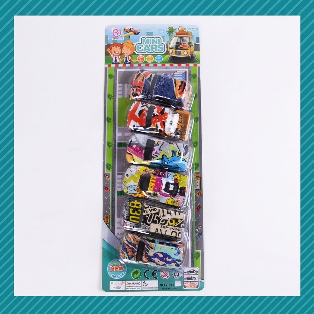 TOYS ของเล่นชุดรถแข่งสนุกกราฟฟิต บรรจุ6คัน คละแบบ#738D-17(37.5x13.5x3.5ซม.)