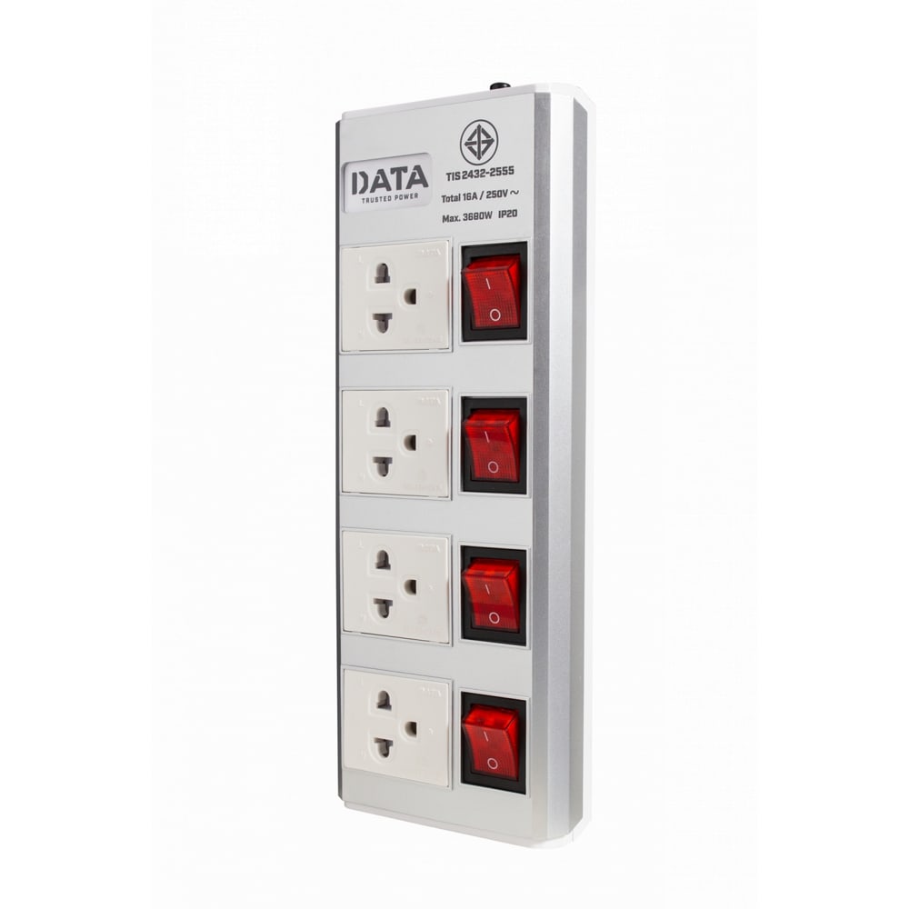 DATA ปลั๊กไฟ 4 ช่อง 4 สวิตซ์ 5 เมตร 16A 3600W