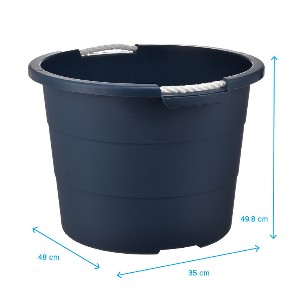 INABOX กะละมังกลมหูเชือก พลาสติก Forte N15743-38L ขนาด 48x35x49.8 cm. สีดำ