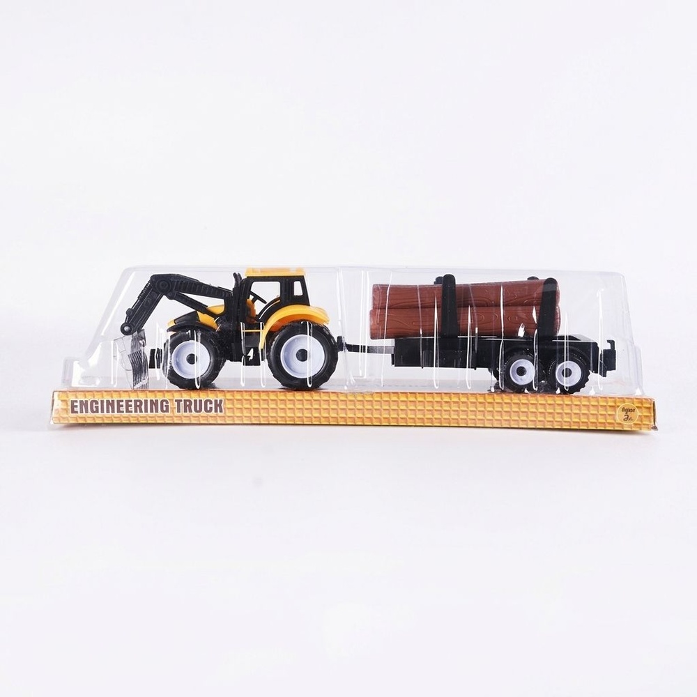 TOYS ของเล่นรถตักก่อสร้างขนท่อนไม้ สีเหลือง#9980-3A(36.5x8x9.5ซม.)