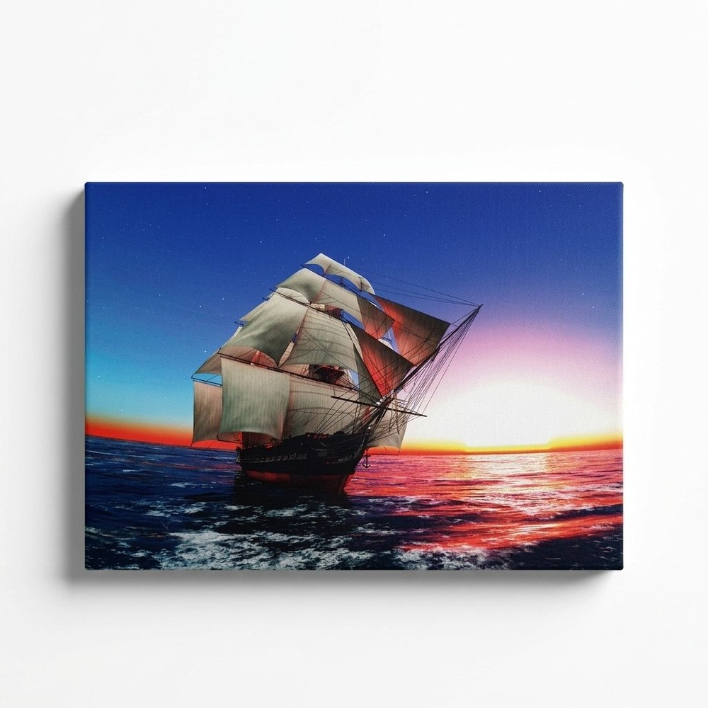 รูปภาพพิมพ์ผ้าใบ Fengshui C7050-10 ขนาด 70x50 ซม. (ก.xส.) NICE (เรือใบสีครีม)