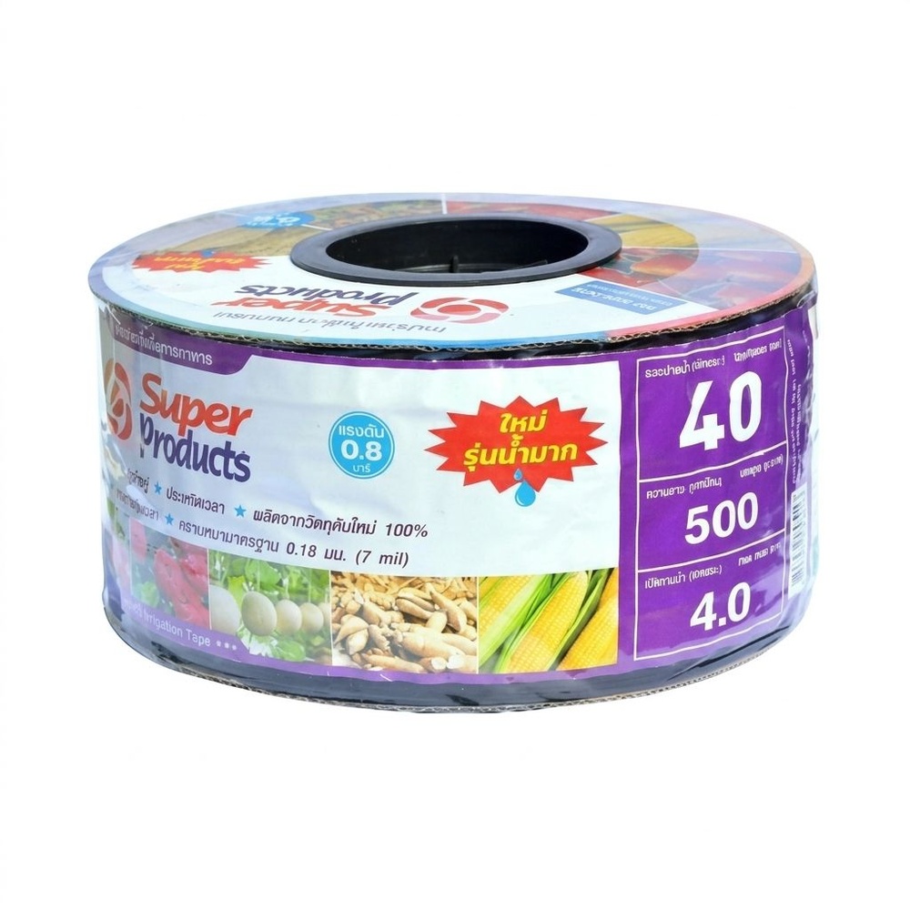 Super Products เทปจ่ายน้ำ 40 ซม. 500 หลา 16 มม. 4 ลิตร/ชม. 2รู 0.18 มม.
