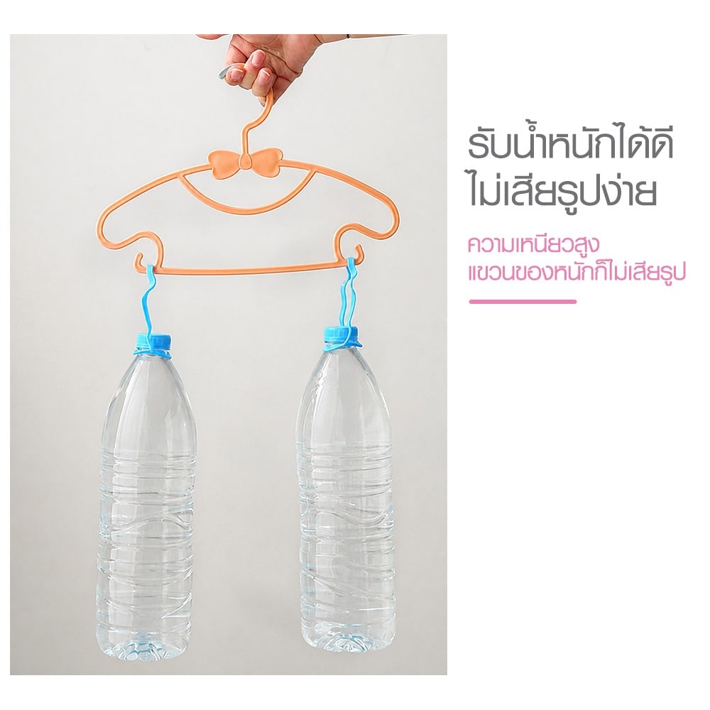 SAKU ไม้แขวนเสื้อพลาสติก สำหรับเสื้อผ้าเด็ก แพ็ค 5 ชิ้น ขนาด 17x29x0.5 ซม. รุ่น X239015 สีกากี