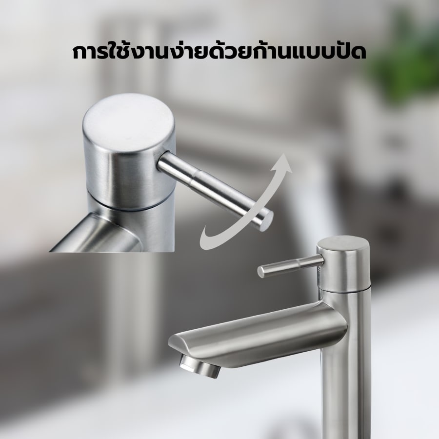 Verno ก๊อกอ่างล้างหน้าสแตนเลสทรงยืน รุ่น วอลลี่ 500-6
