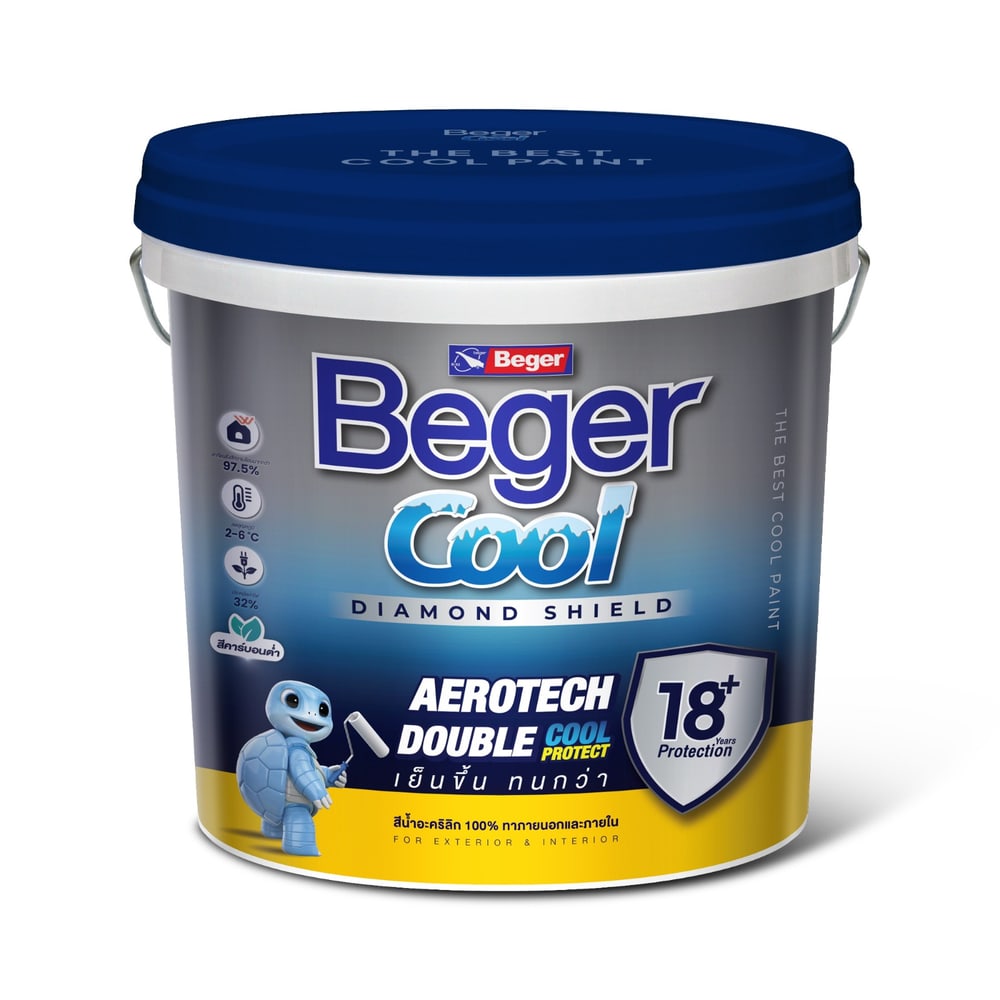 Beger สีน้ำอะครีลิคเบเยอร์คูล ไดมอนด์ชิลด์ 15 ปี ชนิดเนียน 9ลิตร เบส A