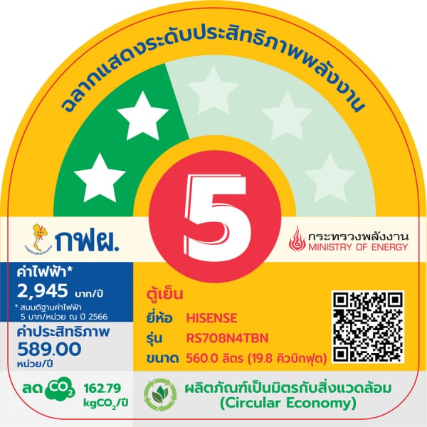 HISENSE ตู้เย็น SBS ขนาด 19.8 คิว รุ่น RS708N4TBN สีดำ
