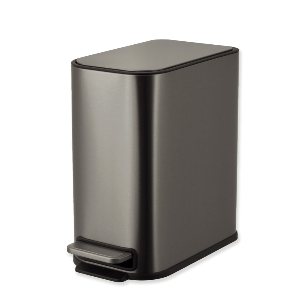 KLEANZY ถังขยะสเตนเลสเหยียบเหลี่ยม 5 ลิตร รุ่น 10166MS-5L ขนาด15.2x27.5x27.8 ซม. สีเงิน