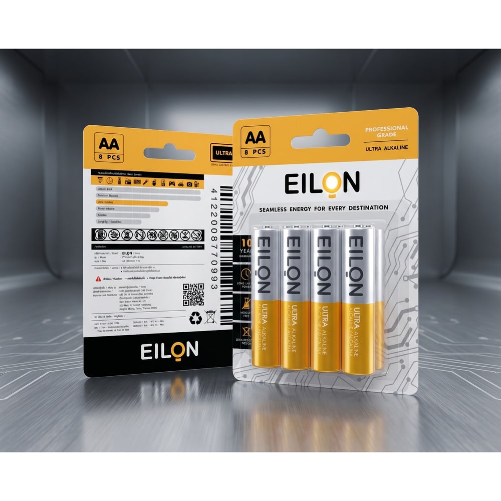 EILON ถ่านอัลคาไลน์ AA 2800mAh รุ่นTP-AA-8P (แพ็ค 8 ก้อน)