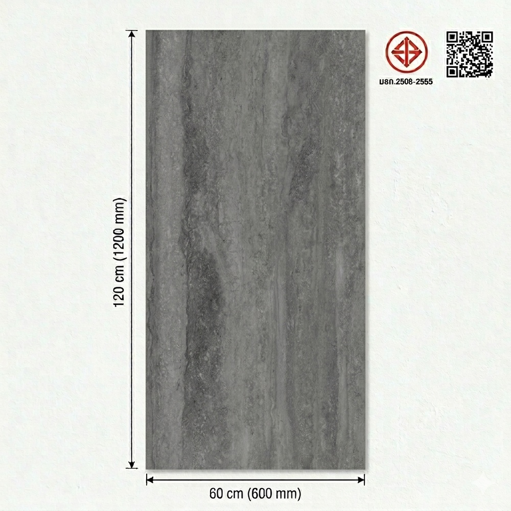 La Arezza 60X120 ซม.กระเบื้องพอร์ซเลน รุ่น Travatina Dark gray (DGD12600LA06) Matt - Hone Random (2pcs /box 1.44 sqm)