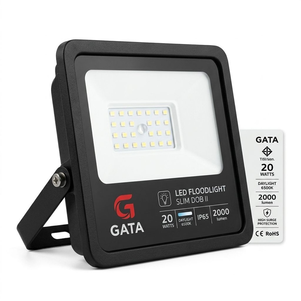 GATA โคมฟลัดไลท์ LED 20W แสง Daylight (สว่างพิเศษ) สีดำ