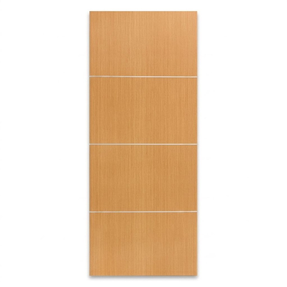 ประตูปิดผิวพีวีซี เซาะร่องอลูมิเนียม PVC-F01-GA-1 80x200ซม. สีโอ๊ค HOLZTUR