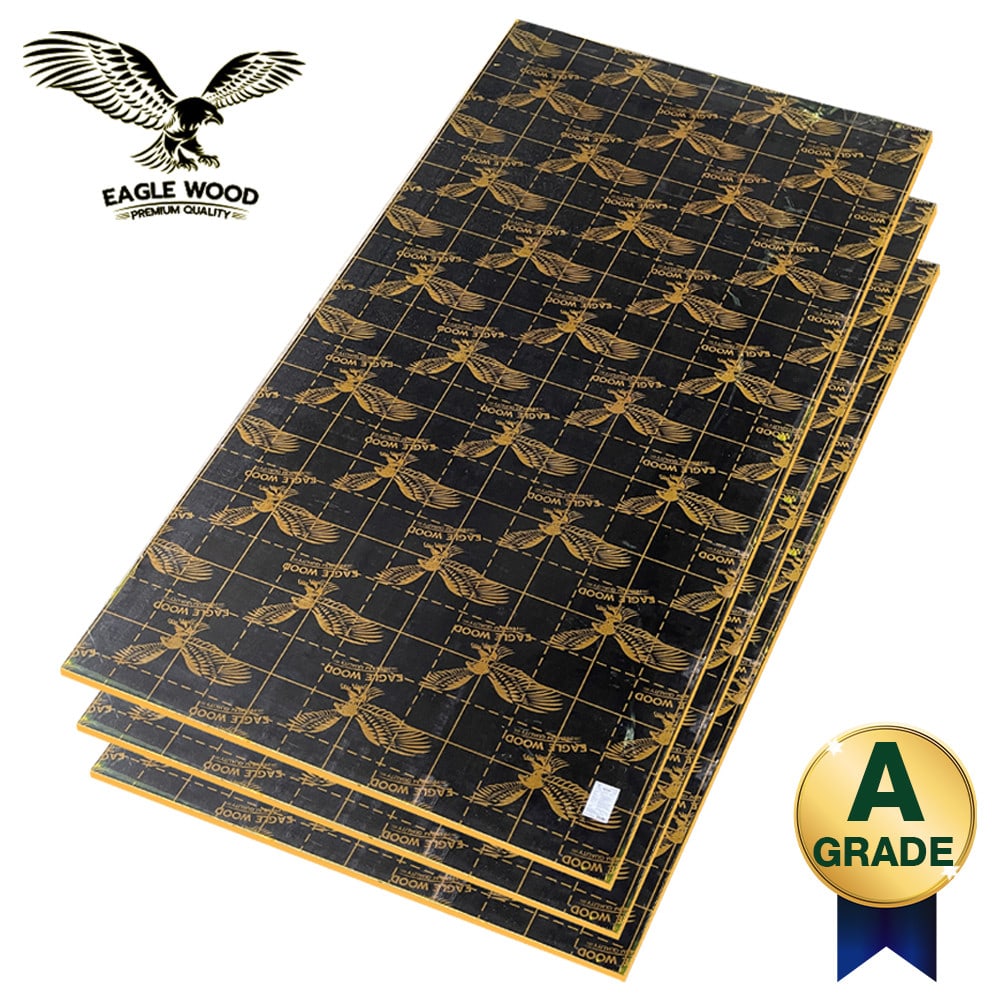 EAGLE WOOD ไม้อัดเคลือบฟิล์มดำ #10(A) 122x244ซม. ขอบสีเหลือง