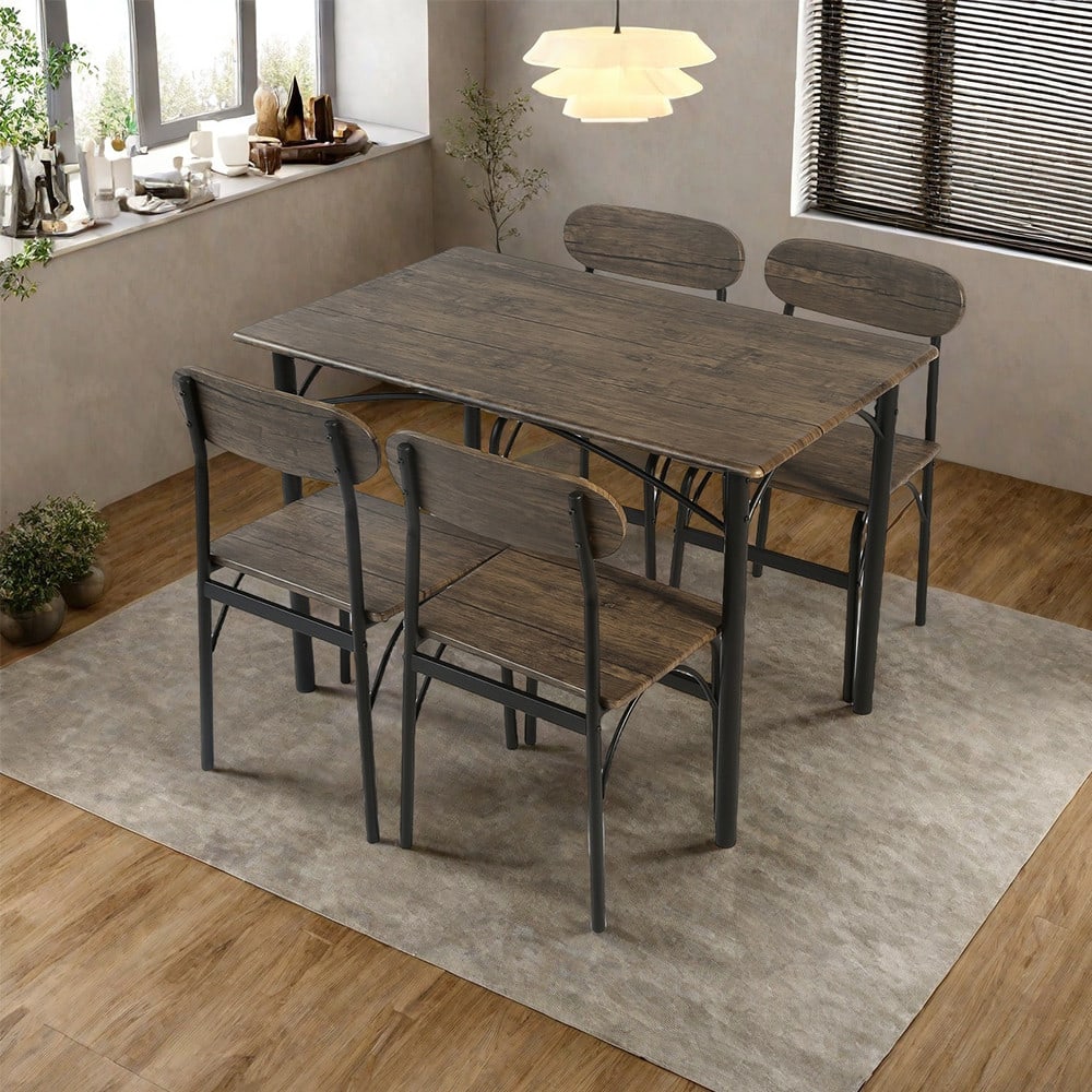 DELICATO ชุดโต๊ะอาหาร 4 ที่นั่ง รุ่น Aoi โต๊ะ: 110x70x76 ซม. เก้าอี้: 45x 42 x 80ซม. สีน้ำตาลเข้ม