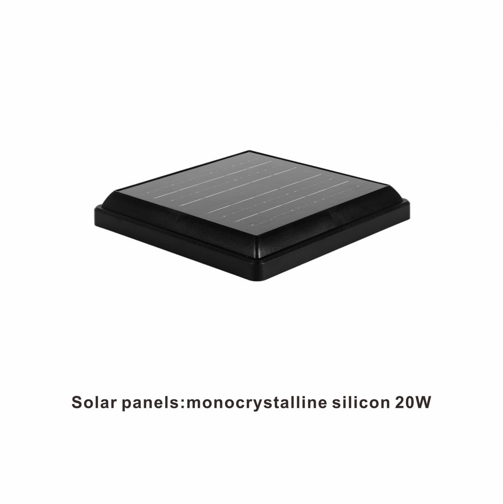 EILON โคมไฟหัวเสาโซลาร์เซลล์ Prisma_S 20W ปรับไฟได้ 3 สี พร้อมรีโมทคอลโทรล รุ่น ETZT-DF225-BHW สีดำ