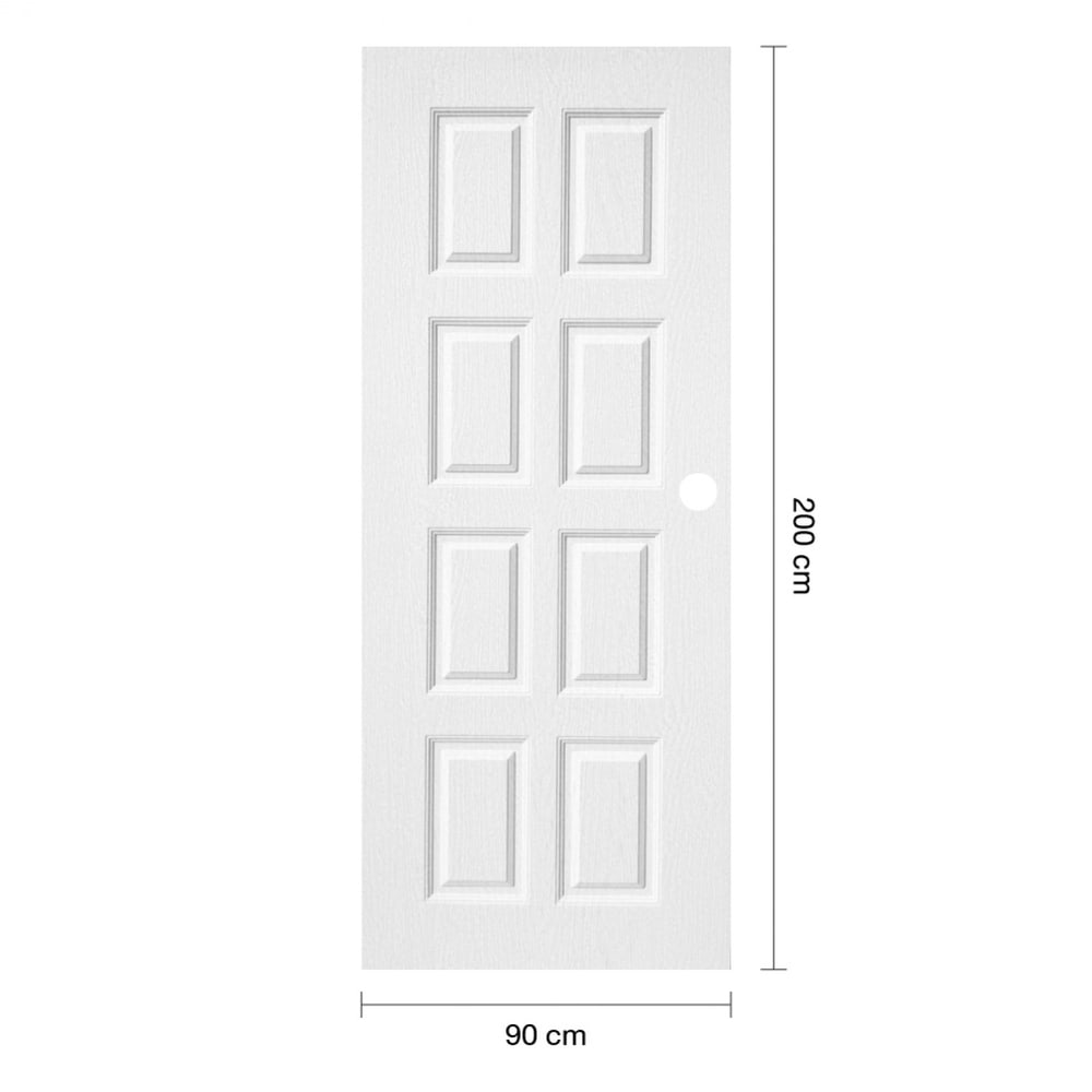 WELLINGTAN ประตู UPVC รุ่น WT003N (สำหรับใช้ภายนอก) ลูกฟัก ขนาด 90x200 ซม. สีขาว (เจาะลูกบิด)